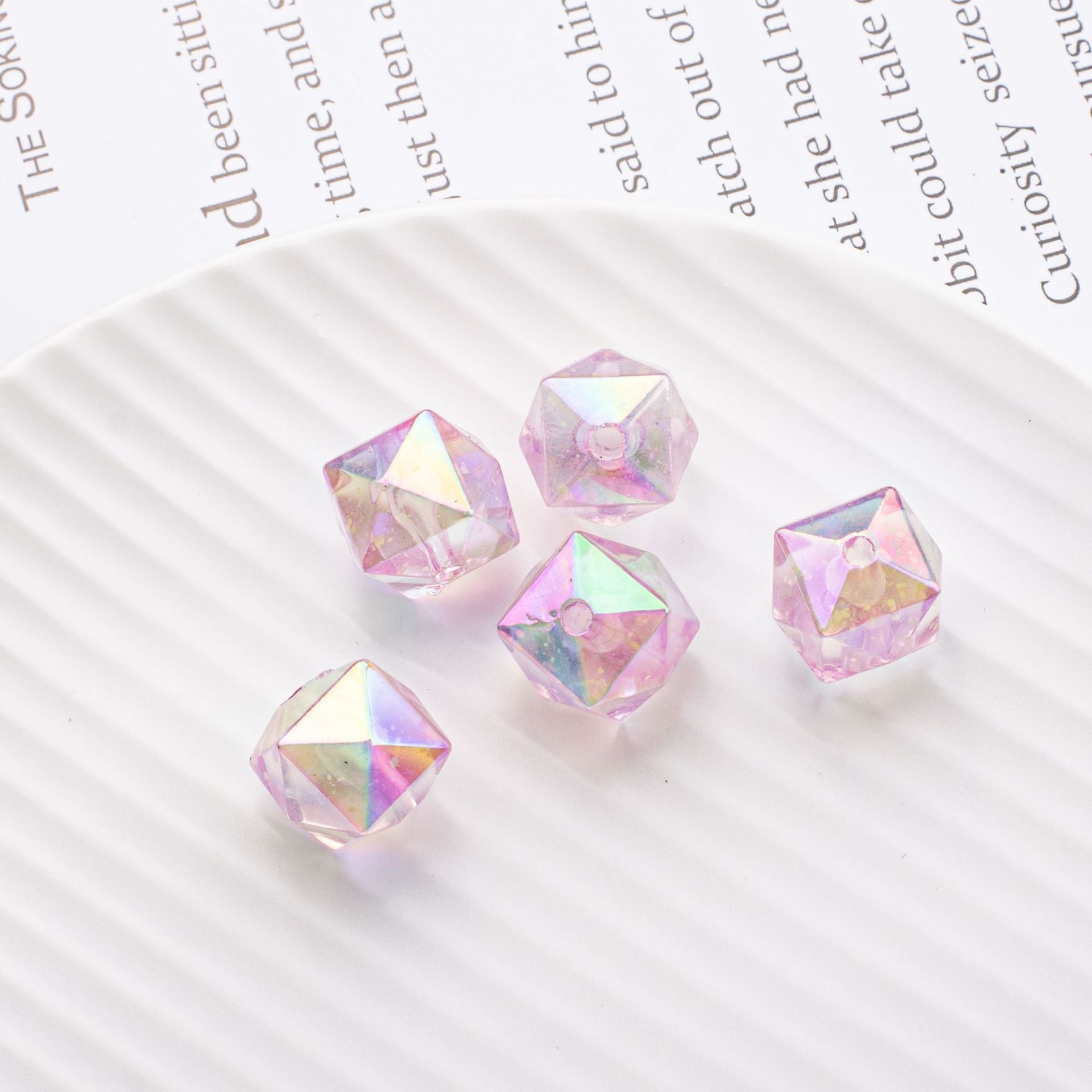 Wholesale 10pcs DIY Luminous Square Beads Prismatic Acrylic Straight Hole Beads